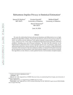 Robustness Implies Privacy in Statistical Estimation