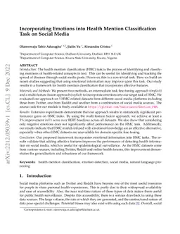 Incorporating Emotions into Health Mention Classification Task on Social
  Media