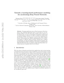 Towards a learning-based performance modeling for accelerating Deep
  Neural Networks