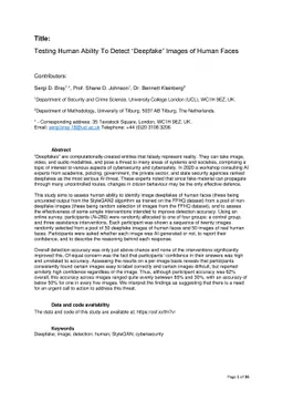 Testing Human Ability To Detect Deepfake Images of Human Faces