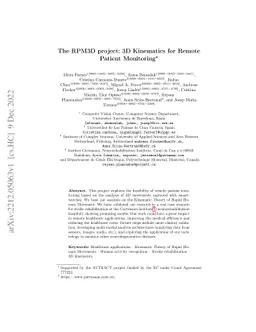 The RPM3D project: 3D Kinematics for Remote Patient Monitoring