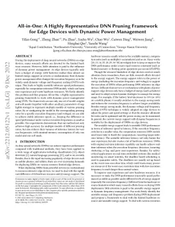 All-in-One: A Highly Representative DNN Pruning Framework for Edge
  Devices with Dynamic Power Management