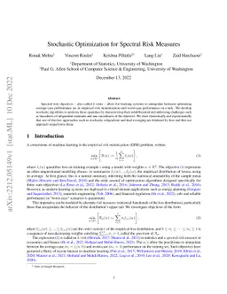 Stochastic Optimization for Spectral Risk Measures