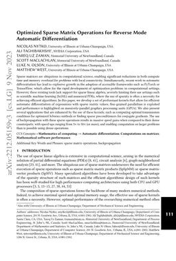 Optimized Sparse Matrix Operations for Reverse Mode Automatic
  Differentiation