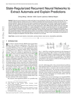 State-Regularized Recurrent Neural Networks to Extract Automata and
  Explain Predictions