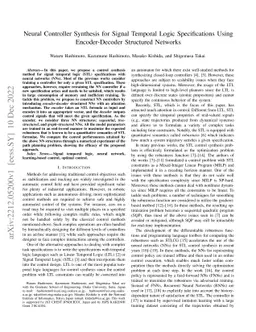 Neural Controller Synthesis for Signal Temporal Logic Specifications
  Using Encoder-Decoder Structured Networks
