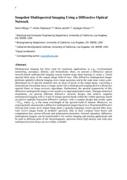Snapshot Multispectral Imaging Using a Diffractive Optical Network