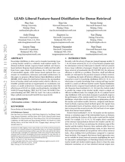 LEAD: Liberal Feature-based Distillation for Dense Retrieval