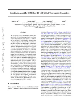 Coordinate Ascent for Off-Policy RL with Global Convergence Guarantees