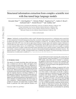 Structured information extraction from complex scientific text with
  fine-tuned large language models