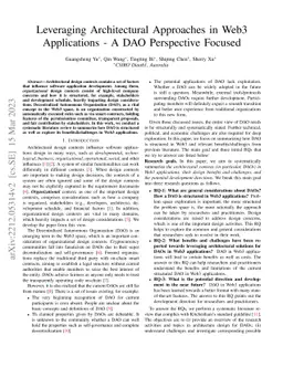 Leveraging Architectural Approaches in Web3 Applications -- A DAO
  Perspective Focused