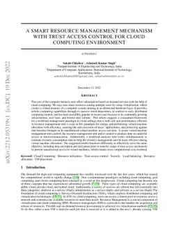 A smart resource management mechanism with trust access control for
  cloud computing environment