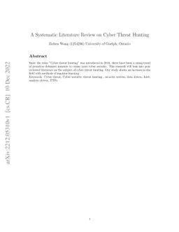 A systematic literature review on cyber threat hunting