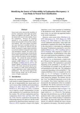 Identifying the Source of Vulnerability in Explanation Discrepancy: A
  Case Study in Neural Text Classification