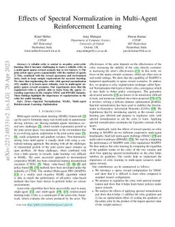 Effects of Spectral Normalization in Multi-agent Reinforcement Learning
