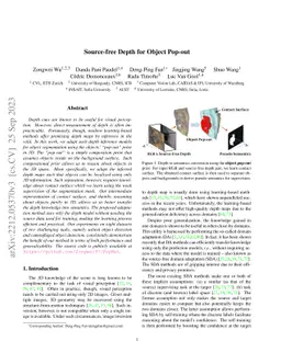 Source-free Depth for Object Pop-out