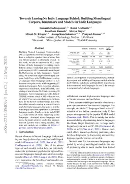 Towards Leaving No Indic Language Behind: Building Monolingual Corpora,
  Benchmark and Models for Indic Languages