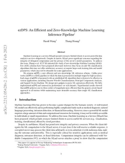 ezDPS: An Efficient and Zero-Knowledge Machine Learning Inference
  Pipeline