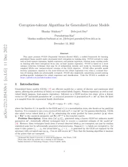 Corruption-tolerant Algorithms for Generalized Linear Models