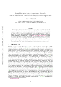 Parallel remote state preparation for fully device-independent verifiable blind quantum computation