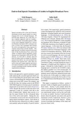 End-to-End Speech Translation of Arabic to English Broadcast News