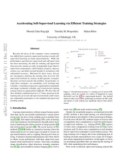 Accelerating Self-Supervised Learning via Efficient Training Strategies