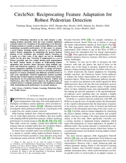 CircleNet: Reciprocating Feature Adaptation for Robust Pedestrian
  Detection