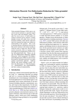 Information-Theoretic Text Hallucination Reduction for Video-grounded
  Dialogue