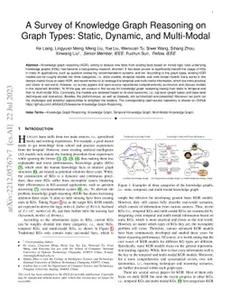 A Survey of Knowledge Graph Reasoning on Graph Types: Static, Dynamic,
  and Multimodal