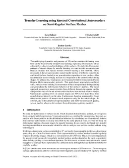 Transfer Learning using Spectral Convolutional Autoencoders on
  Semi-Regular Surface Meshes