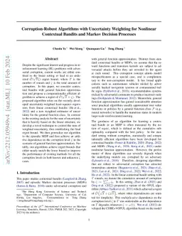 Corruption-Robust Algorithms with Uncertainty Weighting for Nonlinear
  Contextual Bandits and Markov Decision Processes