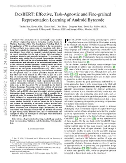 DexBERT: Effective, Task-Agnostic and Fine-grained Representation
  Learning of Android Bytecode