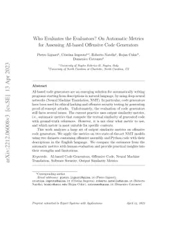 Who Evaluates the Evaluators? On Automatic Metrics for Assessing
  AI-based Offensive Code Generators