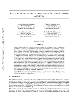 Reinforcement Learning Applied to Trading Systems: A Survey