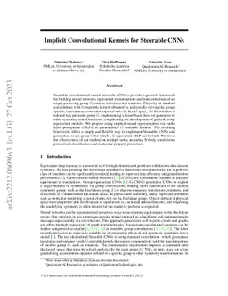 Implicit Convolutional Kernels for Steerable CNNs