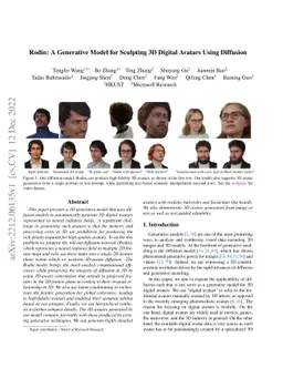 Rodin: A Generative Model for Sculpting 3D Digital Avatars Using
  Diffusion