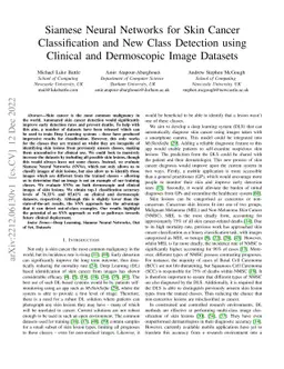 Siamese Neural Networks for Skin Cancer Classification and New Class
  Detection using Clinical and Dermoscopic Image Datasets