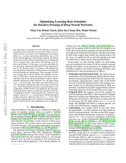 Optimizing Learning Rate Schedules for Iterative Pruning of Deep Neural
  Networks