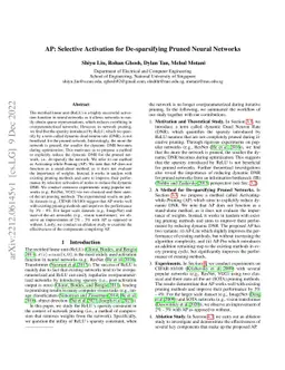 AP: Selective Activation for De-sparsifying Pruned Neural Networks