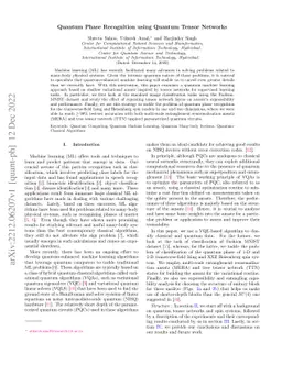 Quantum Phase Recognition using Quantum Tensor Networks