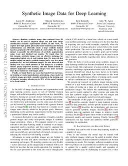 Synthetic Image Data for Deep Learning