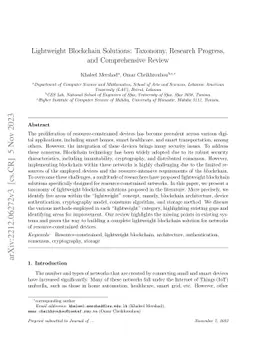 Lightweight Blockchain Solutions: Taxonomy, Research Progress, and
  Comprehensive Review