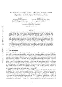 Scalable and Sample Efficient Distributed Policy Gradient Algorithms in
  Multi-Agent Networked Systems