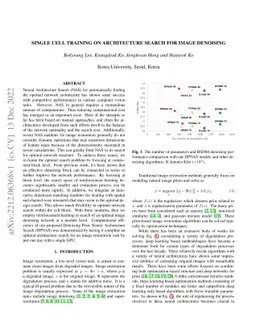 Single Cell Training on Architecture Search for Image Denoising