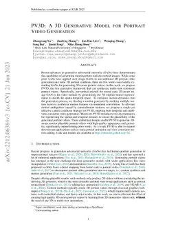 PV3D: A 3D Generative Model for Portrait Video Generation