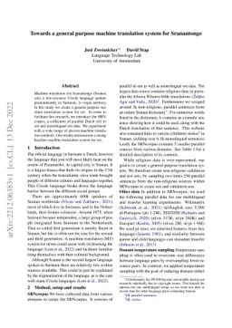 Towards a general purpose machine translation system for Sranantongo