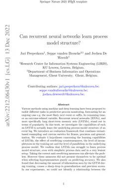 Can recurrent neural networks learn process model structure?
