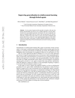 Improving generalization in reinforcement learning through forked agents