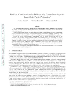 Position: Considerations for Differentially Private Learning with
  Large-Scale Public Pretraining