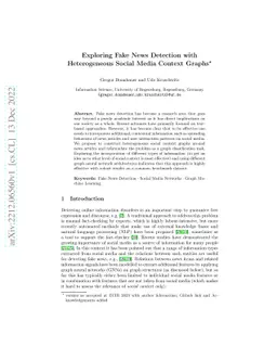 Exploring Fake News Detection with Heterogeneous Social Media Context
  Graphs